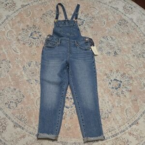 Universal Thread Classic Blue Jean Overalls Stretch Raw Rolled Hem SZ 4 /27r NEW